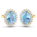 2.36 Carat Genuine Aquamarine and White Diamond 14K Yellow Gold Earrings-5