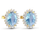 2.36 Carat Genuine Aquamarine and White Diamond 14K Yellow Gold Earrings-7