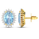 2.36 Carat Genuine Aquamarine and White Diamond 14K Yellow Gold Earrings-8