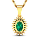 1.13 Carat Genuine Zambian Emerald and White Diamond 14K Yellow Gold Pendant-6
