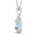 1.35 Carat Genuine Aquamarine and White Diamond 14K White Gold Pendant-5