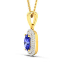 1.45 Carat Genuine Tanzanite and White Diamond 14K Yellow Gold Pendant-5