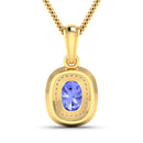 1.45 Carat Genuine Tanzanite and White Diamond 14K Yellow Gold Pendant-6