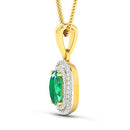 1.50 Carat Genuine Zambian Emerald and White Diamond 14K Yellow Gold Pendant-5