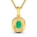 1.50 Carat Genuine Zambian Emerald and White Diamond 14K Yellow Gold Pendant-6