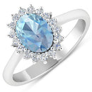 1.62 Carat Genuine Aquamarine and White Diamond 14K White Gold Ring-4