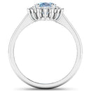 1.62 Carat Genuine Aquamarine and White Diamond 14K White Gold Ring-5