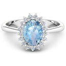 1.62 Carat Genuine Aquamarine and White Diamond 14K White Gold Ring-6