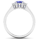 1.92 Carat Genuine Tanzanite and White Diamond 14K White Gold Ring-5
