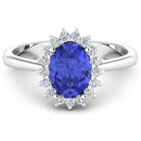 1.92 Carat Genuine Tanzanite and White Diamond 14K White Gold Ring-6