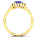 1.92 Carat Genuine Tanzanite and White Diamond 14K Yellow Gold Ring-5