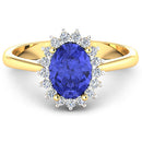 1.92 Carat Genuine Tanzanite and White Diamond 14K Yellow Gold Ring-6