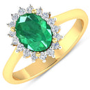 1.87 Carat Genuine Zambian Emerald and White Diamond 14K Yellow Gold Ring-4