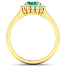 1.87 Carat Genuine Zambian Emerald and White Diamond 14K Yellow Gold Ring-5