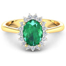1.87 Carat Genuine Zambian Emerald and White Diamond 14K Yellow Gold Ring-6