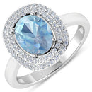1.72 Carat Genuine Aquamarine and White Diamond 14K White Gold Ring-4