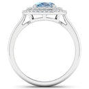 1.72 Carat Genuine Aquamarine and White Diamond 14K White Gold Ring-5