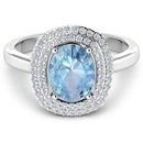 1.72 Carat Genuine Aquamarine and White Diamond 14K White Gold Ring-6