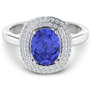 2.02 Carat Genuine Tanzanite and White Diamond 14K White Gold Ring-6