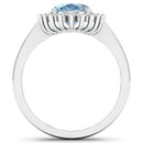1.24 Carat Genuine Aquamarine and White Diamond 14K White Gold Ring-5