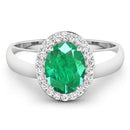 1.87 Carat Genuine Zambian Emerald and White Diamond 14K White Gold Ring-7