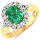 2.39 Carat Genuine Zambian Emerald and White Diamond 14K Yellow Gold Ring-5