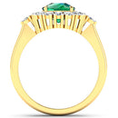2.39 Carat Genuine Zambian Emerald and White Diamond 14K Yellow Gold Ring-6