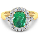2.39 Carat Genuine Zambian Emerald and White Diamond 14K Yellow Gold Ring-7