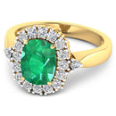 2.39 Carat Genuine Zambian Emerald and White Diamond 14K Yellow Gold Ring-8