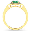 1.87 Carat Genuine Zambian Emerald and White Diamond 14K Yellow Gold Ring-6