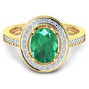 1.87 Carat Genuine Zambian Emerald and White Diamond 14K Yellow Gold Ring-7