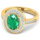 1.87 Carat Genuine Zambian Emerald and White Diamond 14K Yellow Gold Ring-8