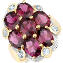 11.22 Carat Genuine Rhodolite and Blue Topaz .925 Sterling Silver Ring-4