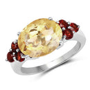 5.52 Carat Genuine Citrine and Garnet .925 Sterling Silver Ring-4