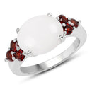 3.58 Carat Genuine Opal & Garnet .925 Sterling Silver Ring-4