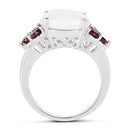 3.58 Carat Genuine Opal & Garnet .925 Sterling Silver Ring-5