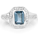 2.29 Carat Genuine London Blue Topaz and White Topaz .925 Sterling Silver Ring-6