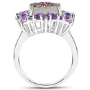 5.97 Carat Genuine Drusy Quartz and Amethyst .925 Sterling Silver Ring-6