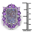 5.97 Carat Genuine Drusy Quartz and Amethyst .925 Sterling Silver Ring-7