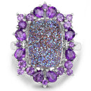5.97 Carat Genuine Drusy Quartz and Amethyst .925 Sterling Silver Ring-8
