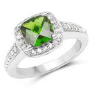 1.67 Carat Genuine Chrome Diopside & White Topaz .925 Sterling Silver Ring-4