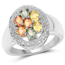 1.54 Carat Genuine Multi Sapphire .925 Sterling Silver Ring-5