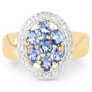 14K Yellow Gold Plated 1.19 Carat Genuine Tanzanite .925 Sterling Silver Ring-6