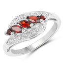0.76 Carat Genuine Garnet and White Diamond .925 Sterling Silver Ring-4