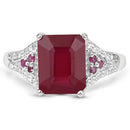 4.49 Carat Glass Filled Ruby and White Topaz .925 Sterling Silver Ring-6