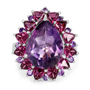 11.22 Carat Genuine Amethyst & Rhodolite .925 Sterling Silver Ring-6