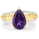 14K Yellow Gold Plated 2.50 Carat Genuine Amethyst .925 Sterling Silver Ring-6