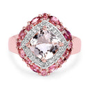 14K Rose Gold Plated 3.11 Carat Genuine Morganite, Pink Tourmaline & White Topaz .925 Sterling Silver Ring-6