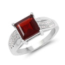 2.99 Carat Genuine Garnet and White Topaz .925 Sterling Silver Ring-4