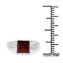2.99 Carat Genuine Garnet and White Topaz .925 Sterling Silver Ring-6